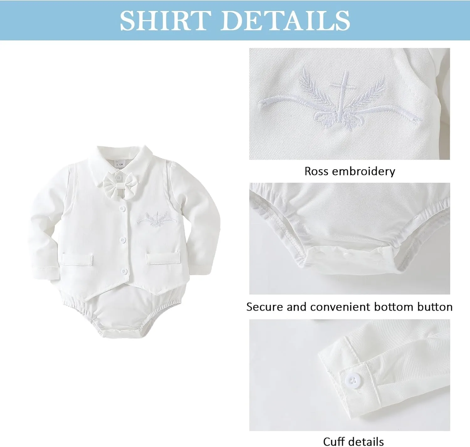Chichoo Baby Boy Clothes Suits Baptism Outfits for Boys All White Infant Tuxedo Gentleman Outfit Formal Christening Suit Set