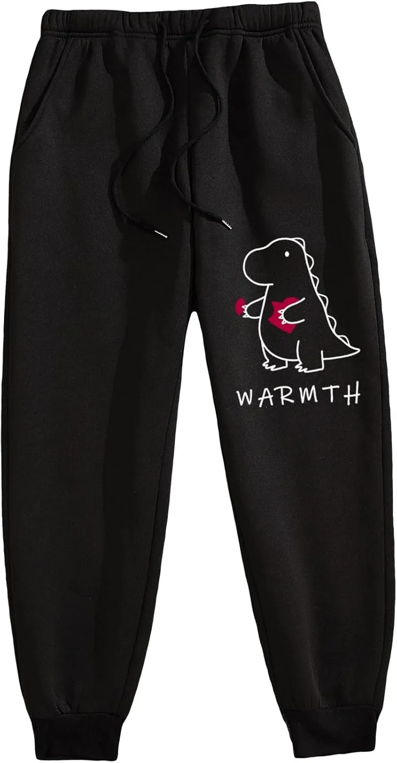 COZYEASE Men's Letter Graphic Print Sweatpants Drawstring Waist Slant Pocket Casual Pants