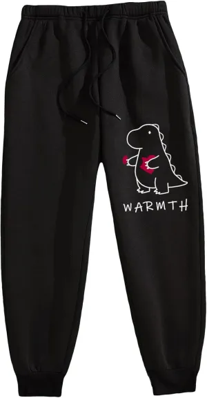 COZYEASE Men's Letter Graphic Print Sweatpants Drawstring Waist Slant Pocket Casual Pants