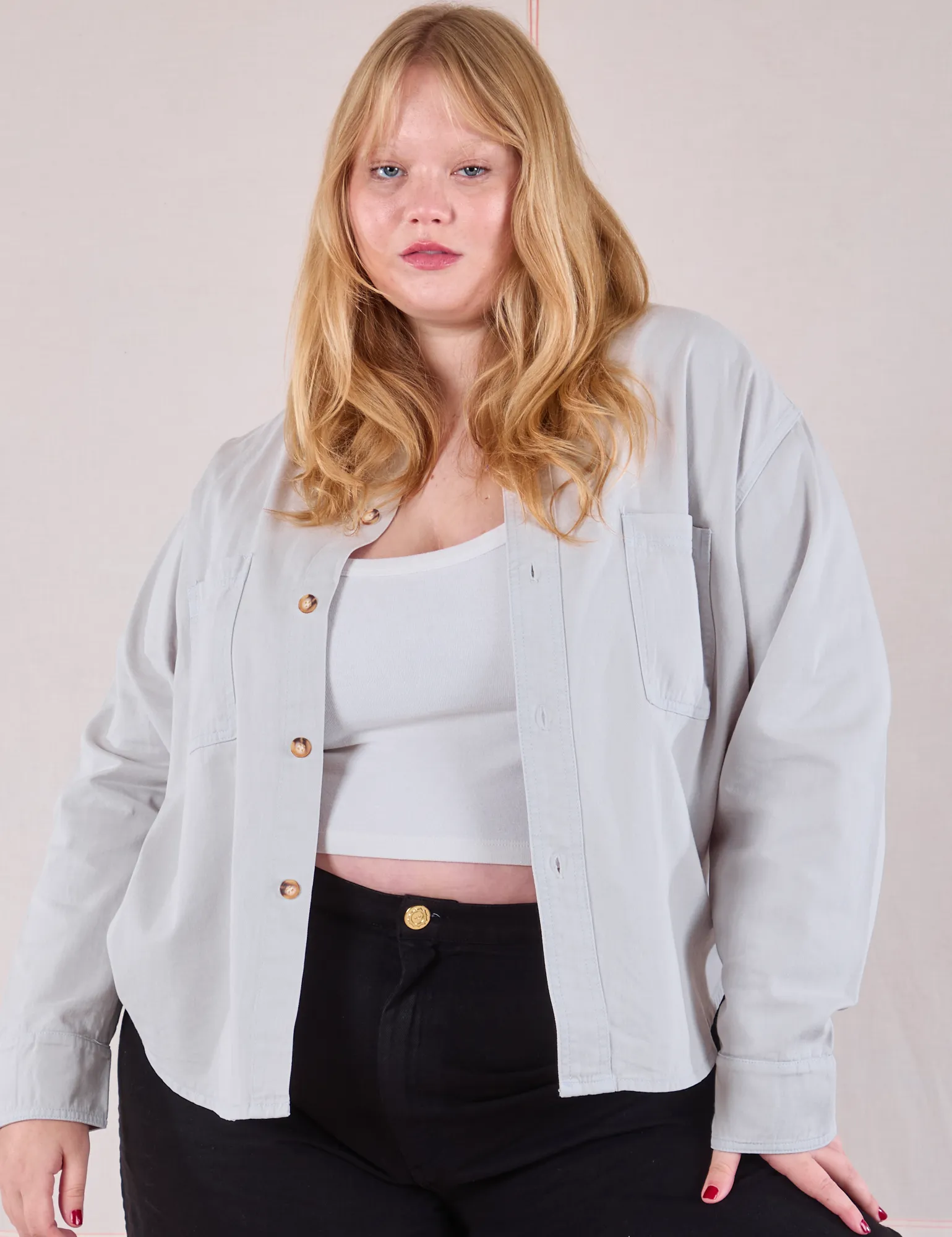 Cropped Overshirt - Stone White