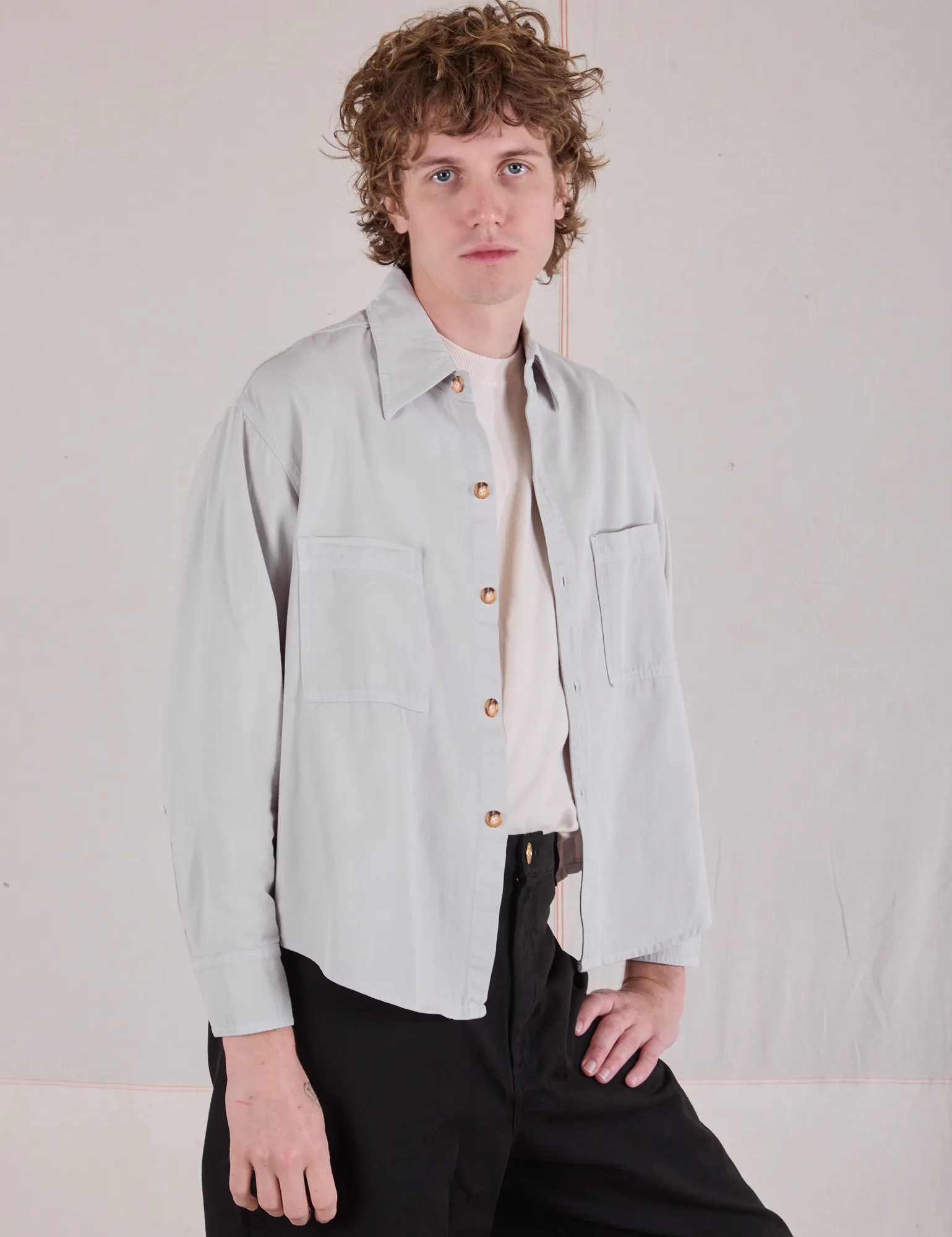 Cropped Overshirt - Stone White