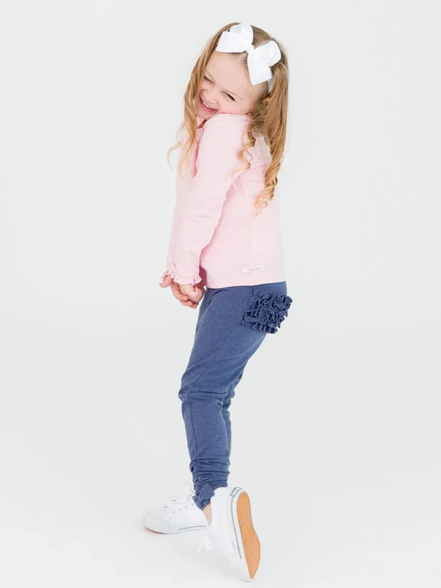 Denim Ruched Bow Leggings