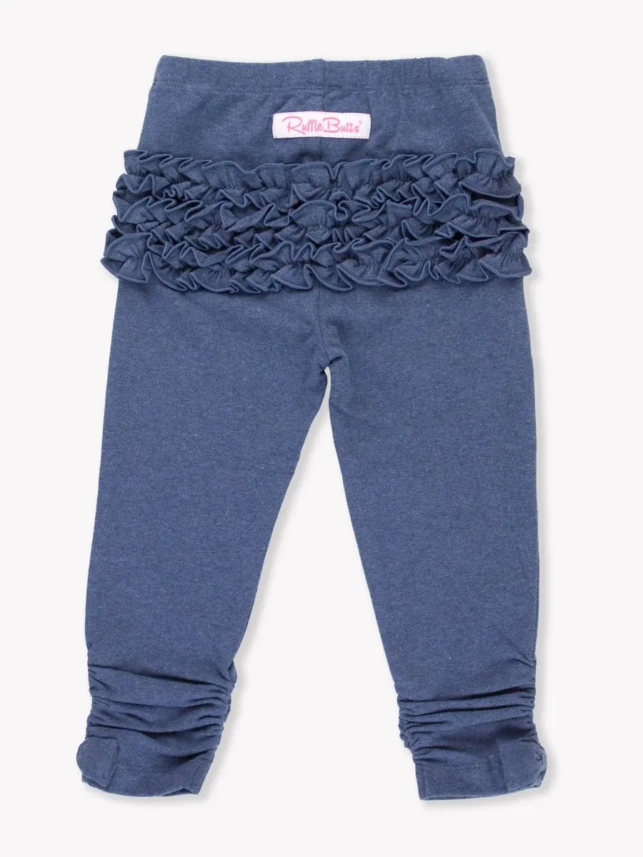 Denim Ruched Bow Leggings