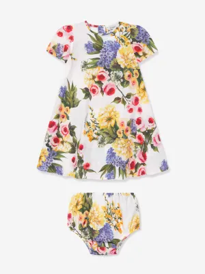 Dolce & Gabbana Baby Girls Flower Print Dress in Multicolour