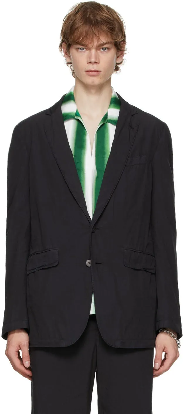 Dries Van Noten Black Single Button Blazer