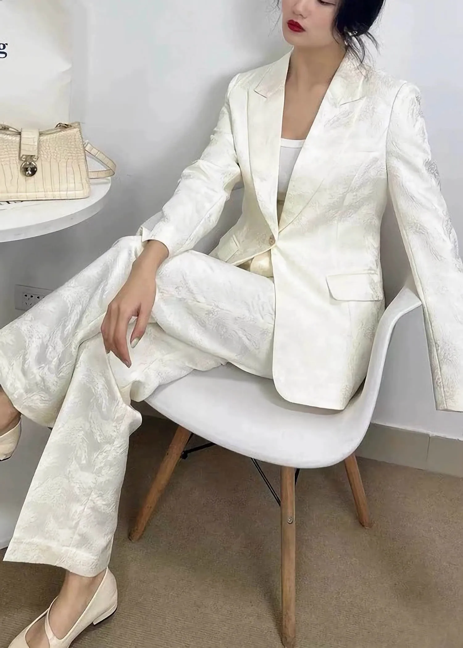 Emily Floral One Button Blazer Pants Suit