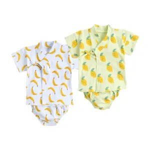 Fruit Print Baby Boys Girls 2pcs Cotton Clothing Sets