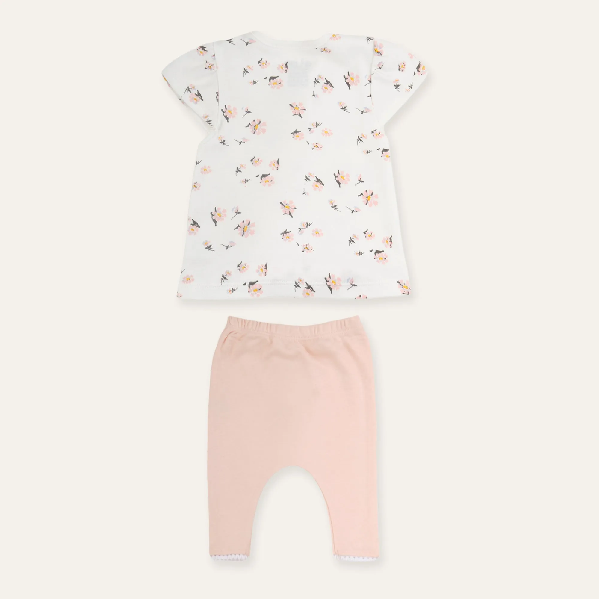 Half Cuff Sleeves Top and Leggings Set - White
