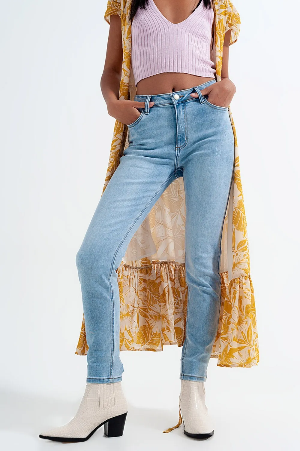 High rise vintage skinny jeans in light wash