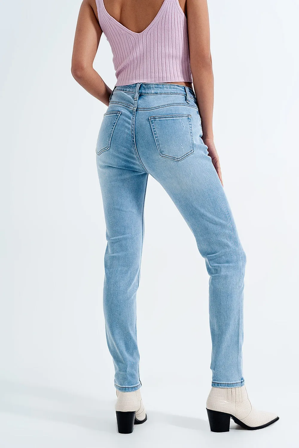 High rise vintage skinny jeans in light wash