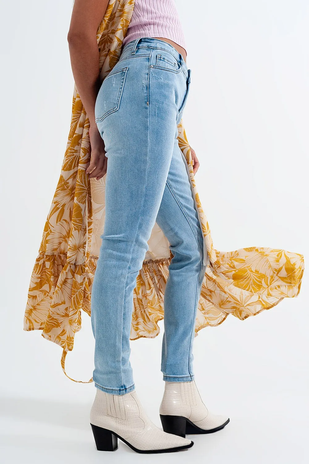 High rise vintage skinny jeans in light wash
