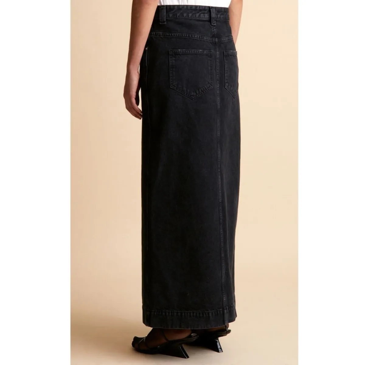 High Waist Denim Slit Skirt