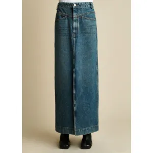 High Waist Denim Slit Skirt