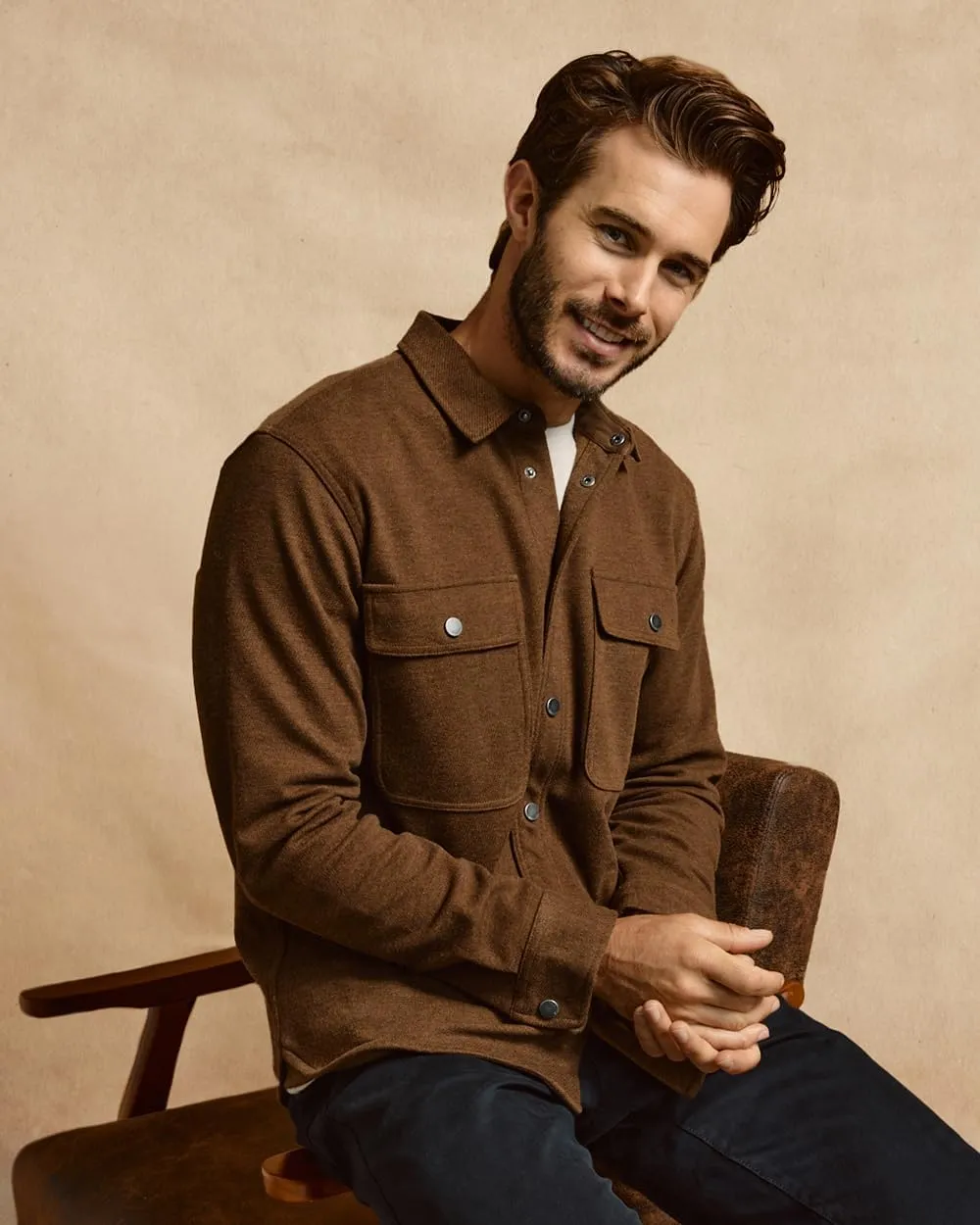 INTO THE AM Men's Sierra Shirt Jacket S - 4XL Twill Casual Fall Fashion Long Sleeve Button Up