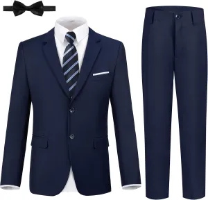JPF Boys Formal Suits Slim Fit 5 Piece Kids Suit Jacket Pants Set with Dress Shirt and Tie for Wedding Prom