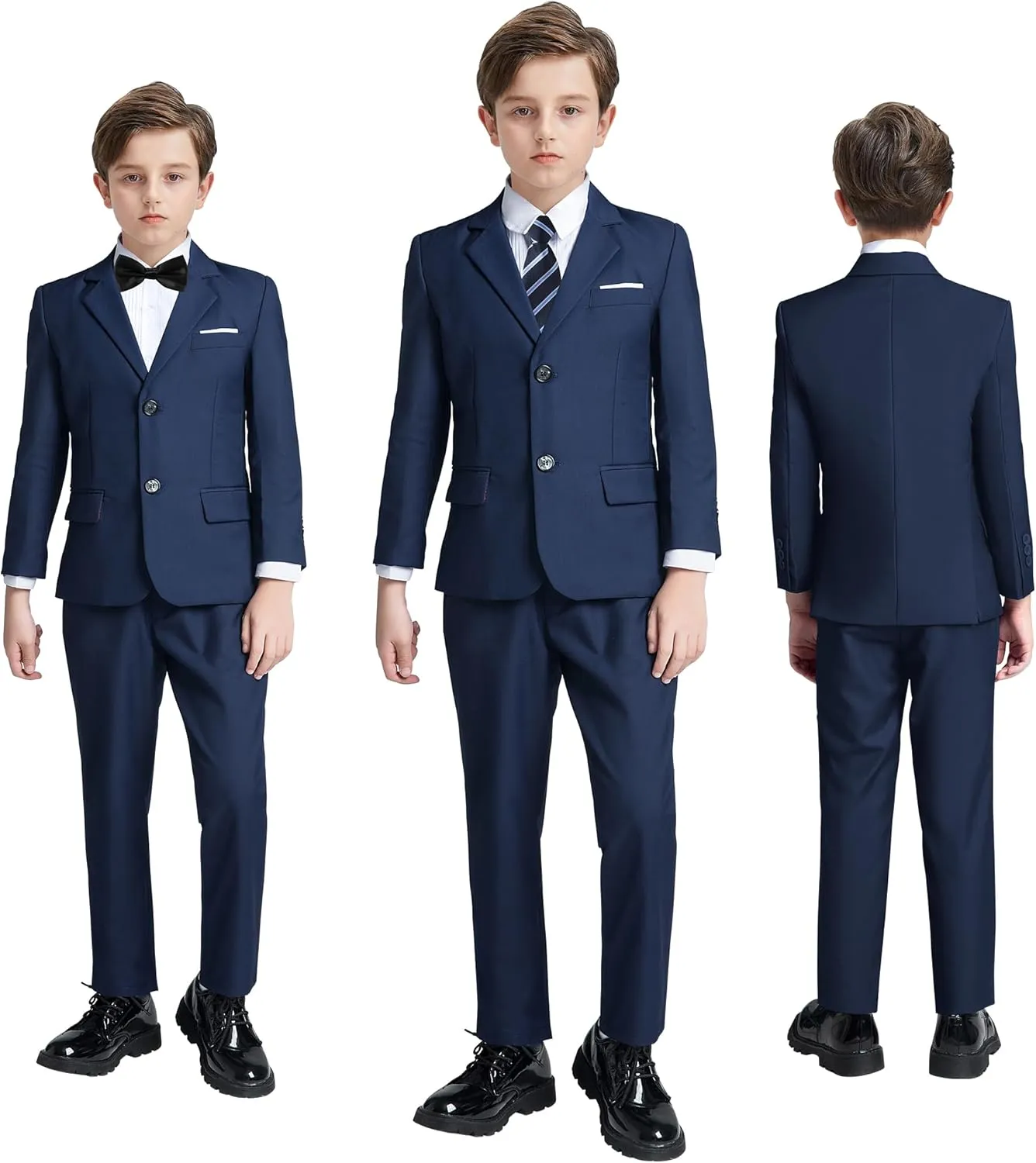 JPF Boys Formal Suits Slim Fit 5 Piece Kids Suit Jacket Pants Set with Dress Shirt and Tie for Wedding Prom