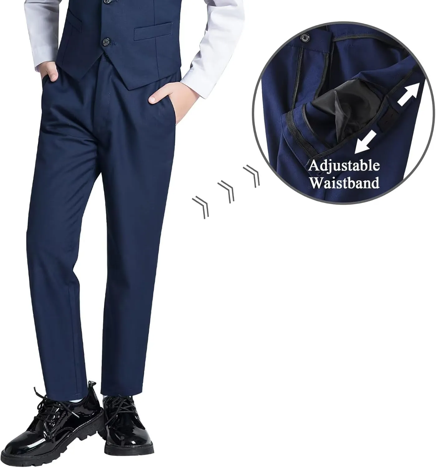 JPF Boys Formal Suits Slim Fit 5 Piece Kids Suit Jacket Pants Set with Dress Shirt and Tie for Wedding Prom
