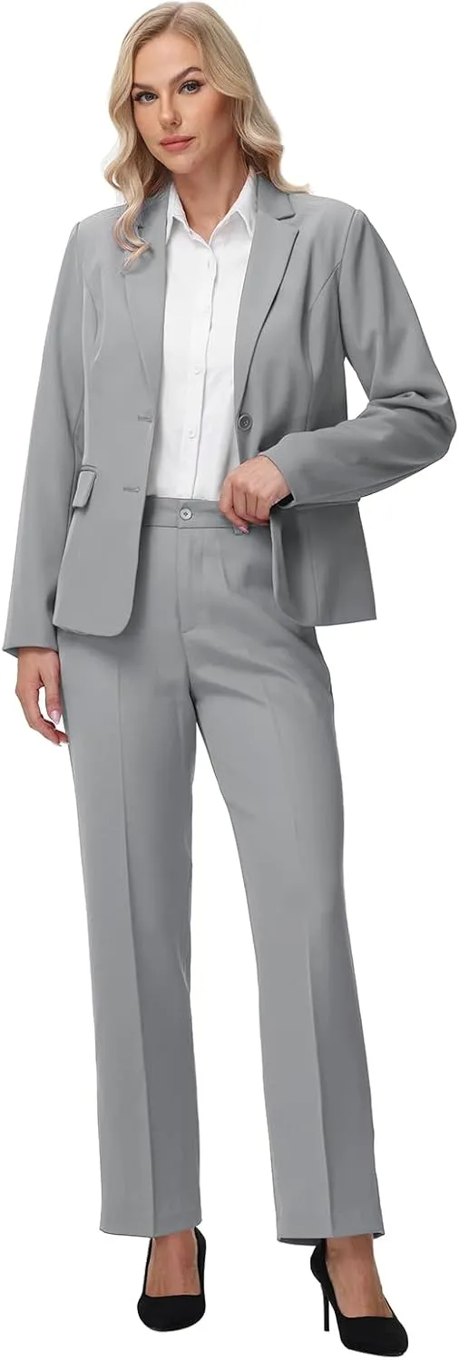 Lamgool Women 3 Piece Suit Single Breasted Blazer Formal Business Pantsuit Office Lady Tuxedo Set