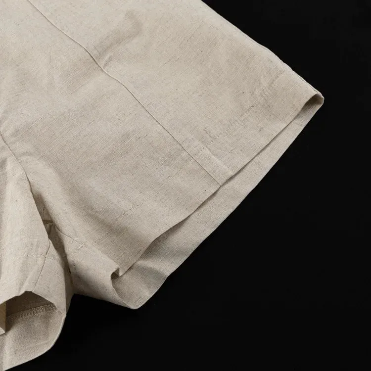 Linen Blend Shorts Suit with Vest for Women