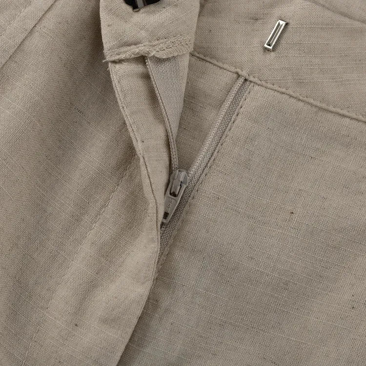 Linen Blend Shorts Suit with Vest for Women