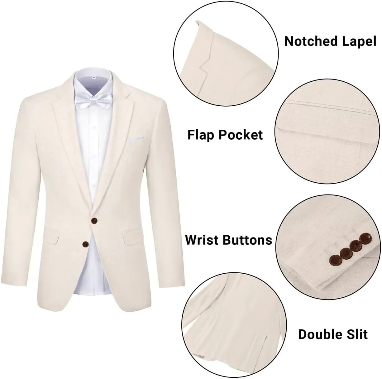 Linen Retro Mens Suit 2 Pieces Slim Fit Light Weight Linen Suit Linen Summer Suits Tuxedo Jacket Blazer Pant for Men