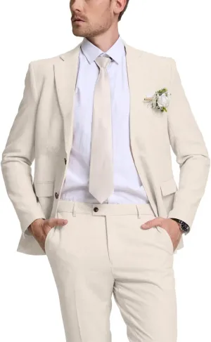 Linen Retro Mens Suit 2 Pieces Slim Fit Light Weight Linen Suit Linen Summer Suits Tuxedo Jacket Blazer Pant for Men