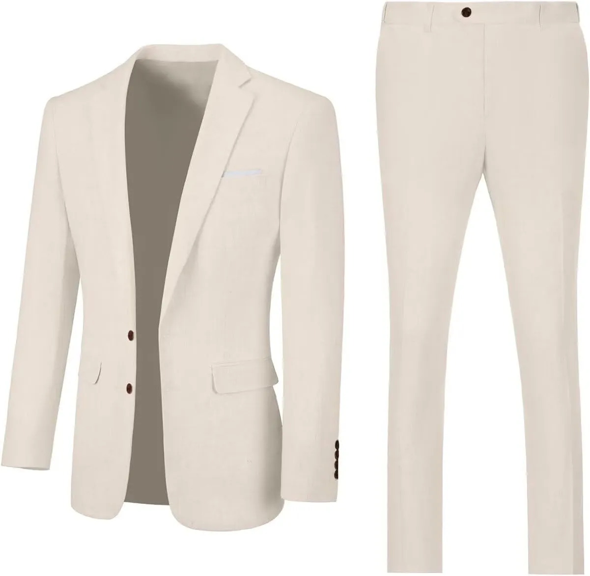 Linen Retro Mens Suit 2 Pieces Slim Fit Light Weight Linen Suit Linen Summer Suits Tuxedo Jacket Blazer Pant for Men