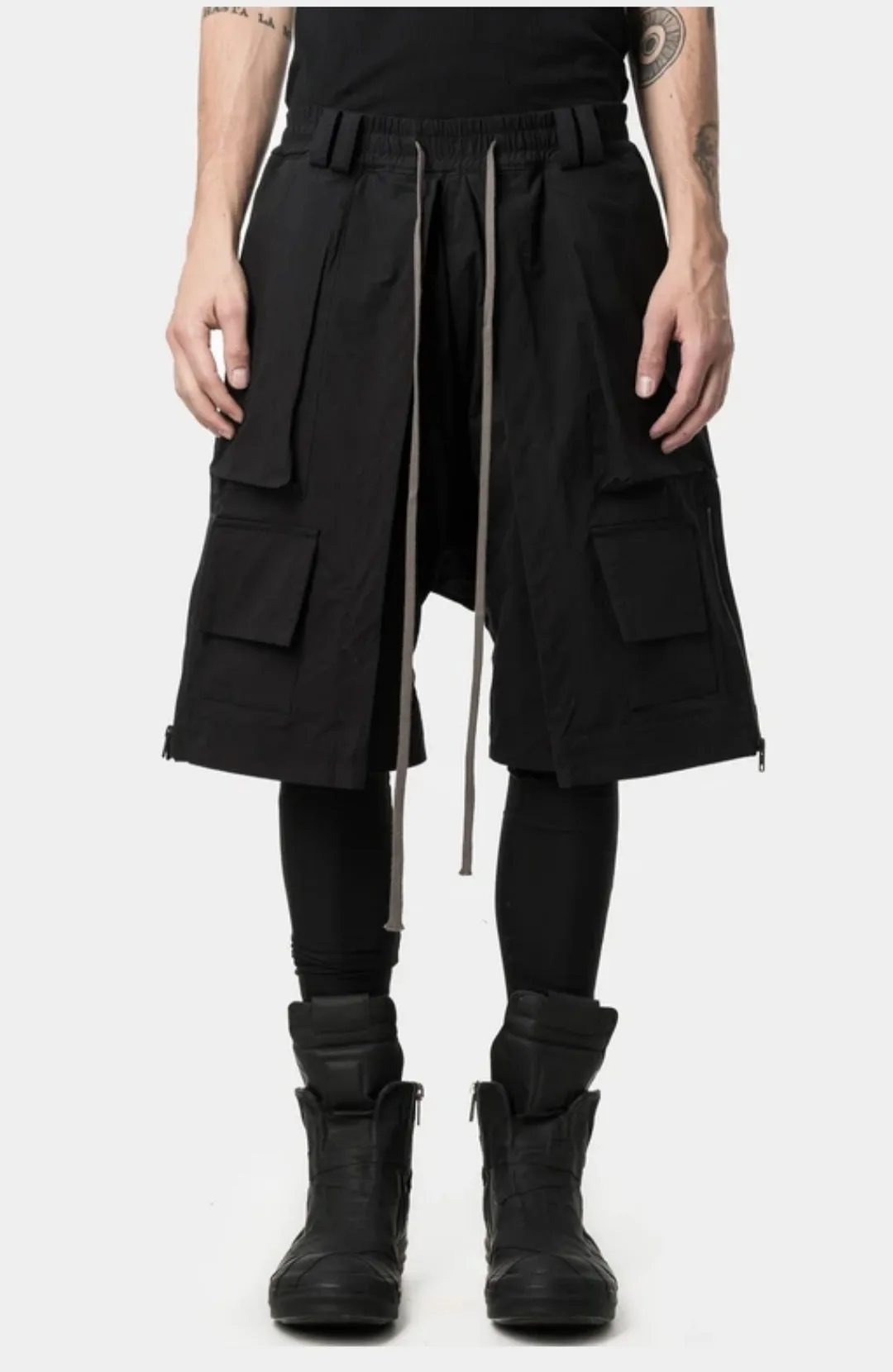 Men Low Crotch Biker Layered Short with Legging