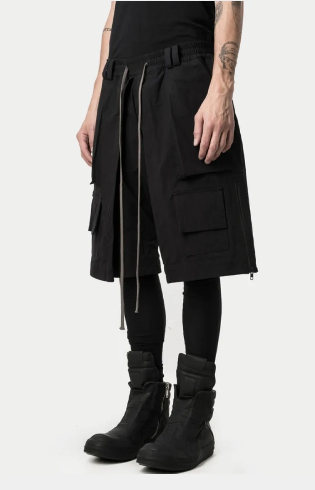 Men Low Crotch Biker Layered Short with Legging