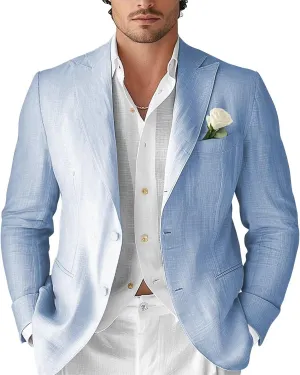Men's Casual Linen Blazer Lightweight Sport Coat Regular Fit Formal Beach Wedding Groomsmen Jackets Suit 2025