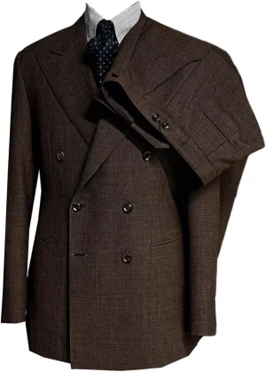 Men's Linen Suit Double Breasted Jacket Peak Lapel Two Pieces Formal Dinner Tuxedos
