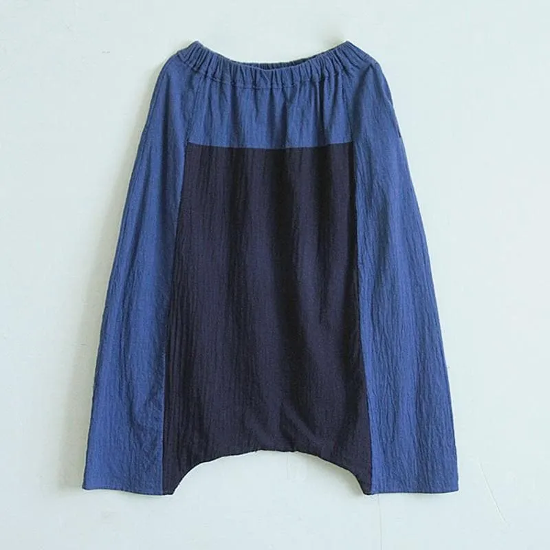 Navy Blue Cotton Linen Harem Pants | Lotus