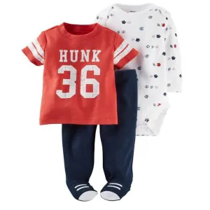 Red Cotton Baby Clothing Set- 3 Pieces
