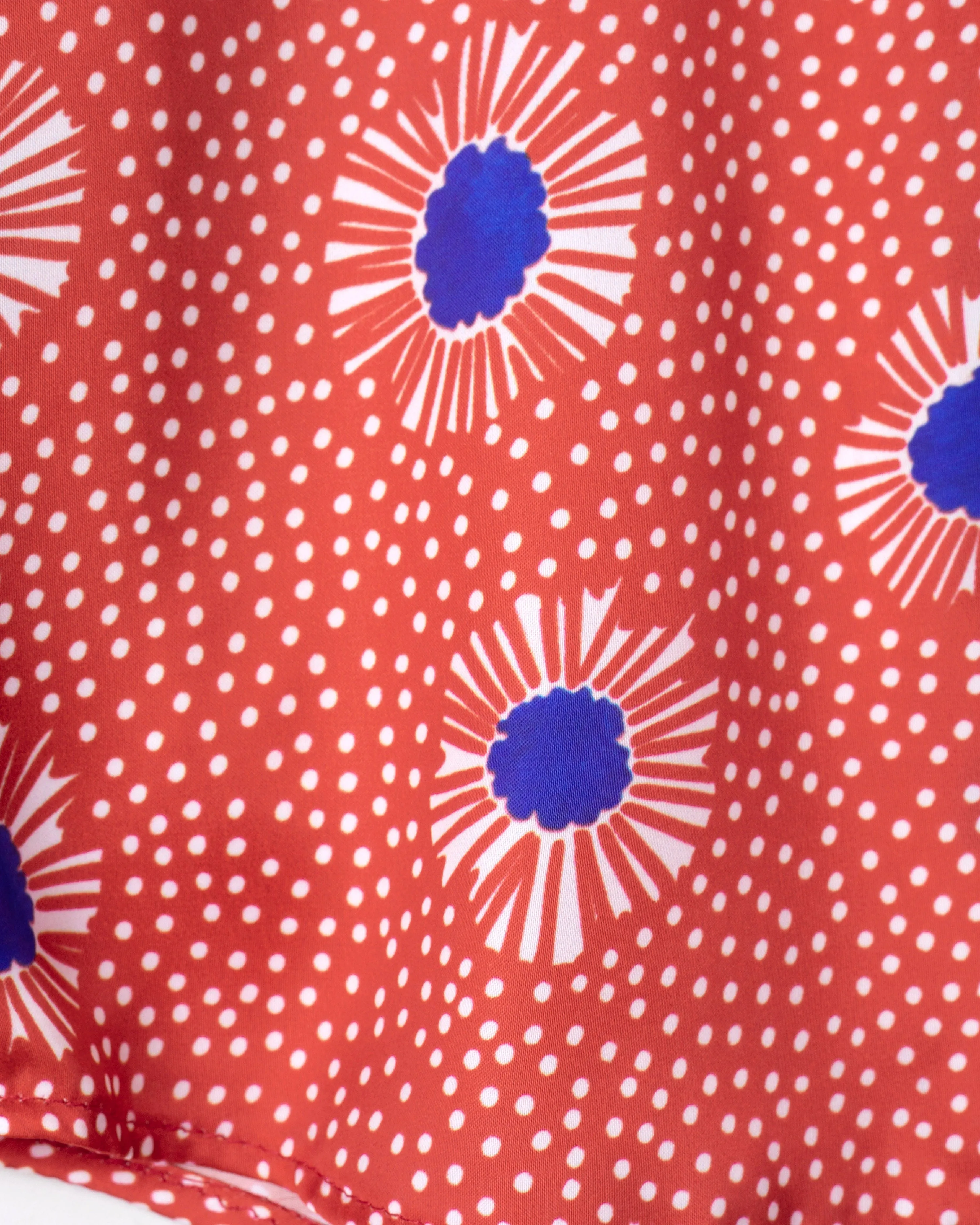 Red Floral Mandarin Collar  Shirt For Girls