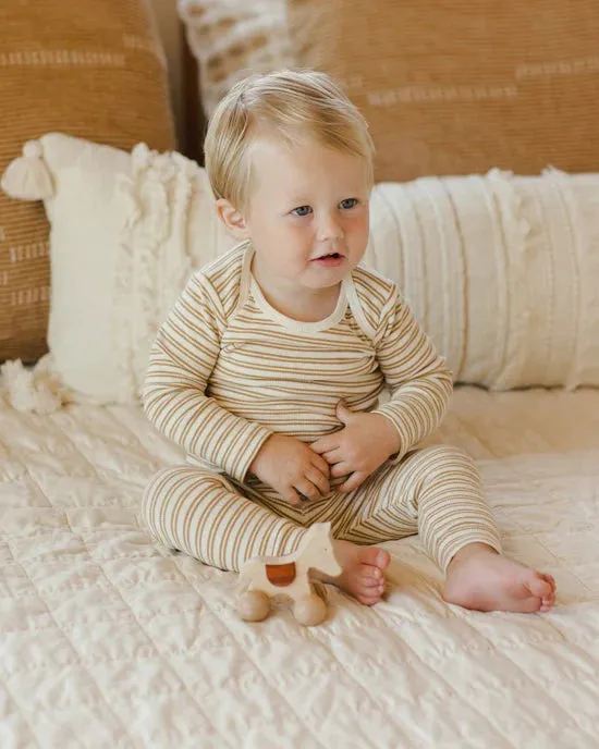 Ribbed tee   legging set || Golden stripe