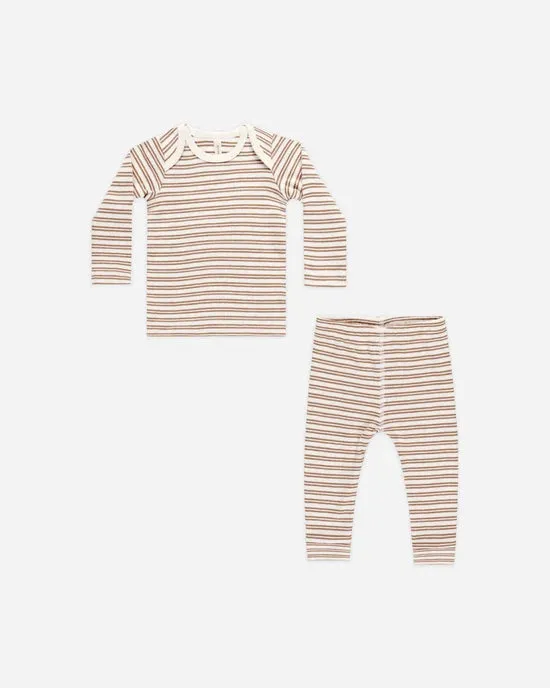 Ribbed tee   legging set || Golden stripe