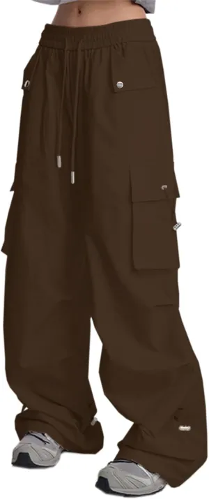 SANGTREE Women's Drawstring Elastic Waist Ruched Baggy Cargo Pants Hip Hop Streetwear