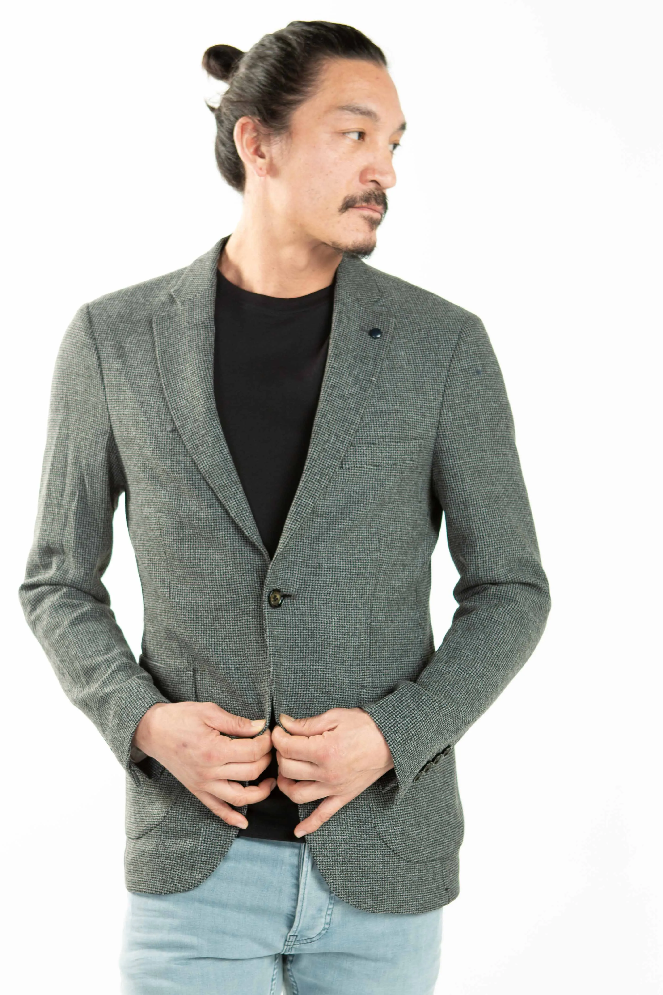 Single Button Blazer - Grey
