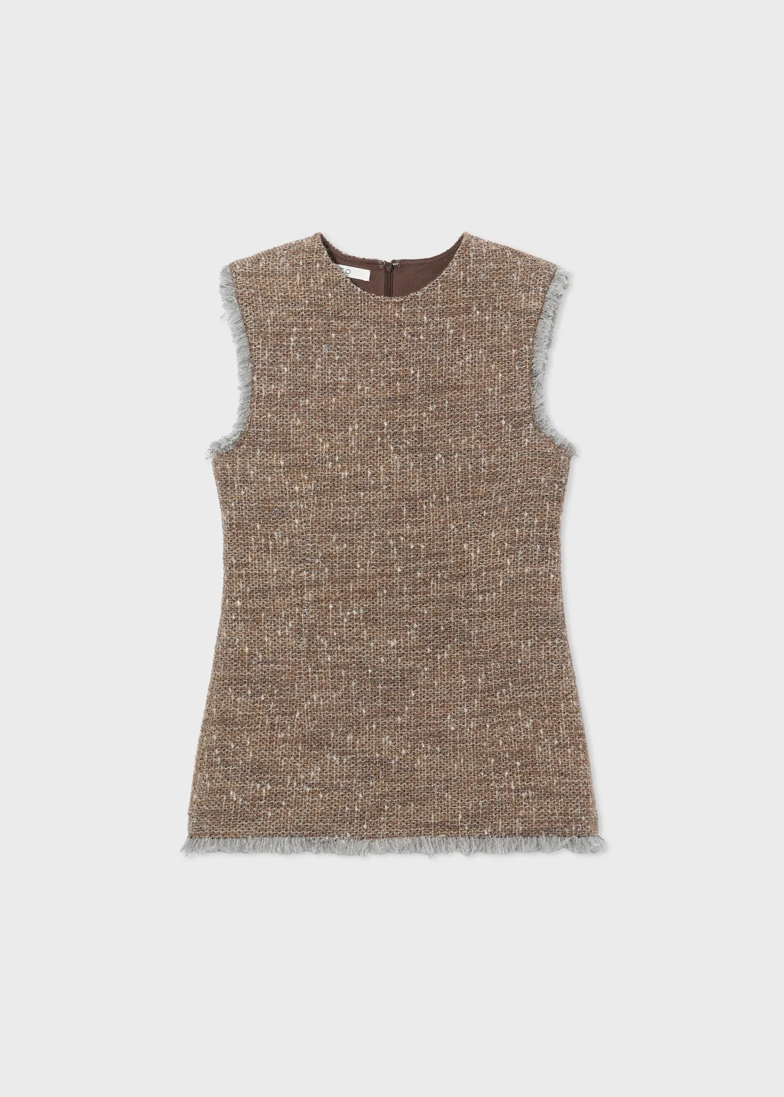 Sleeveless Top in Boucle - Brown Multi