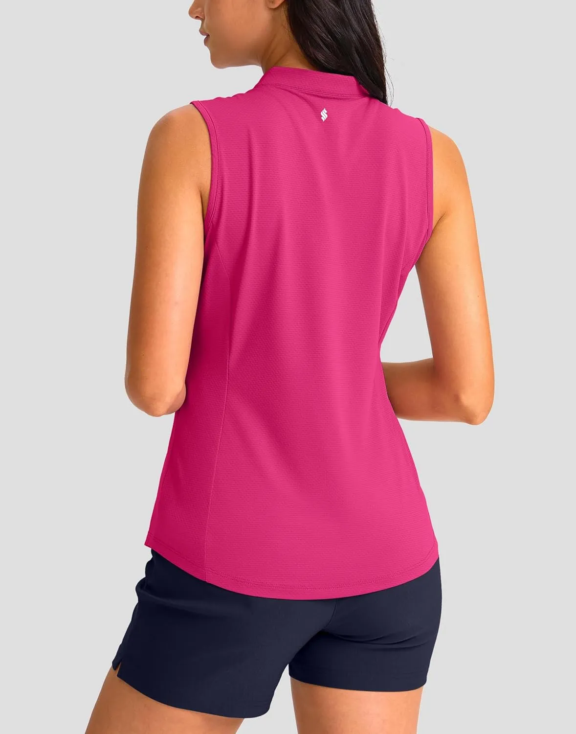 Soothfeel Women's Golf Polo Shirt Tank Tops Sleeveless 1/4 Zipper Collarless Quick Dry Athletic Tennis Shirts for Women