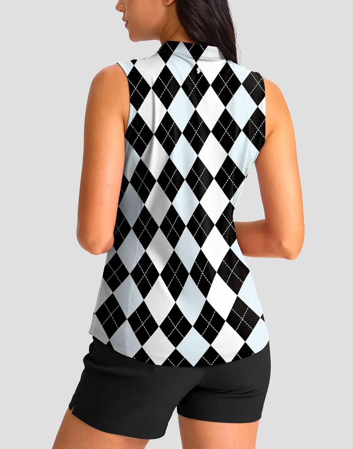 Soothfeel Women's Golf Polo Shirt Tank Tops Sleeveless 1/4 Zipper Collarless Quick Dry Athletic Tennis Shirts for Women