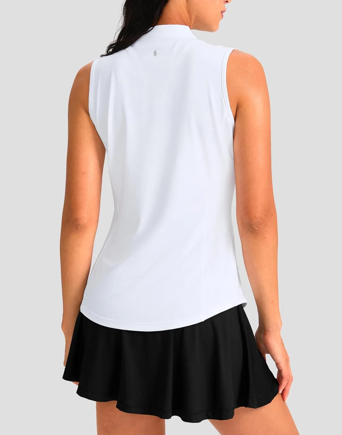 Soothfeel Women's Golf Polo Shirt Tank Tops Sleeveless 1/4 Zipper Collarless Quick Dry Athletic Tennis Shirts for Women