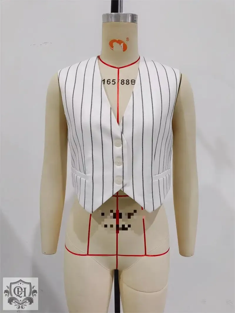 Striped V-Neck Vest