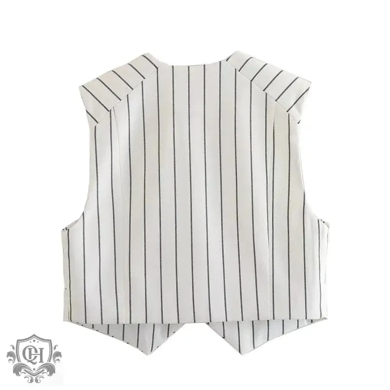 Striped V-Neck Vest