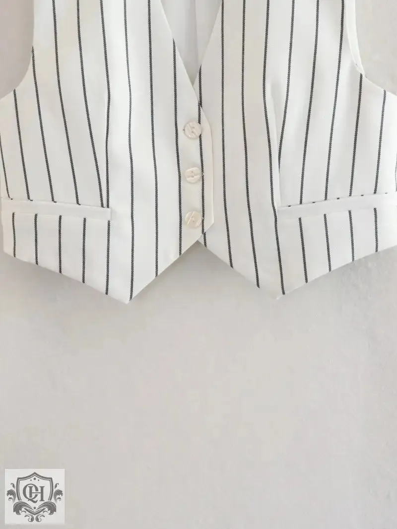Striped V-Neck Vest