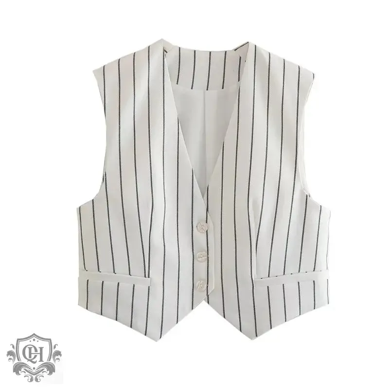 Striped V-Neck Vest