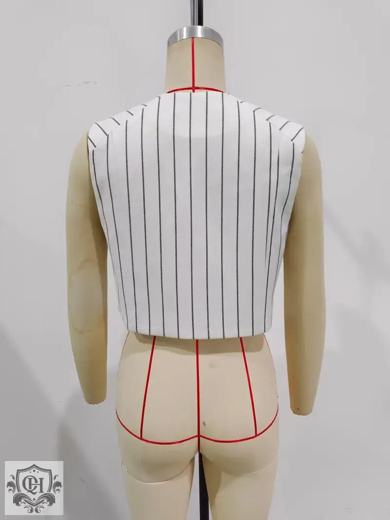 Striped V-Neck Vest
