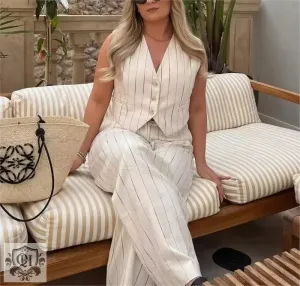Striped V-Neck Vest