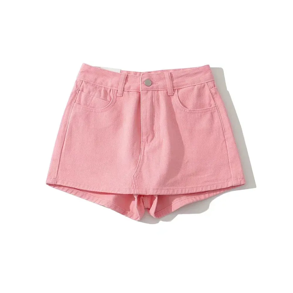 Summer High Waist Slim-fit Splicing Ultra-short Denim Leggings Female Girl Skinny Pants