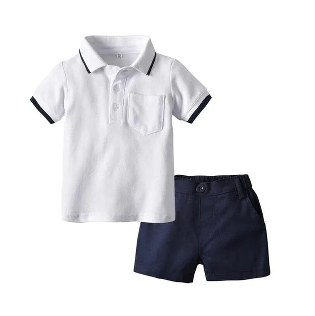 Top and Top Baby Boy Clothing Set Summer Cotton Short Sleeve Romper Tops Shorts Infant Boys Outfits Toddler Boy Clothes